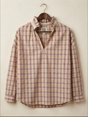 Tuckernuck A Shirt Thing Plaid Ruffle Collar Popover Shirt in Plaid